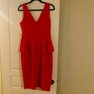 Sleeveless Peplum Sheath Dress In Red